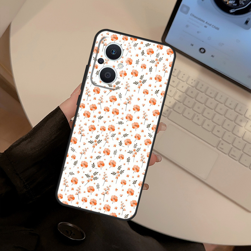 Orange Flower Pattern Case For - Oppo Reno 12 recension och pris