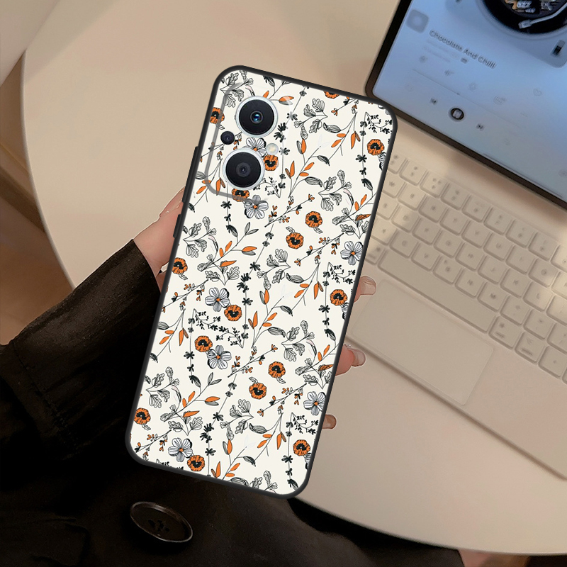 Orange Flower Pattern Case For - Oppo Reno 12 recension och pris
